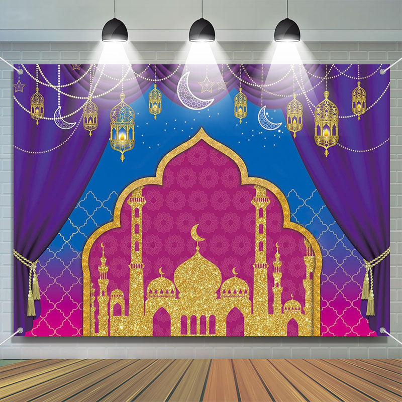 Aperturee - Pendant Lantern Curtain Palace Eid Mubarak Backdrop