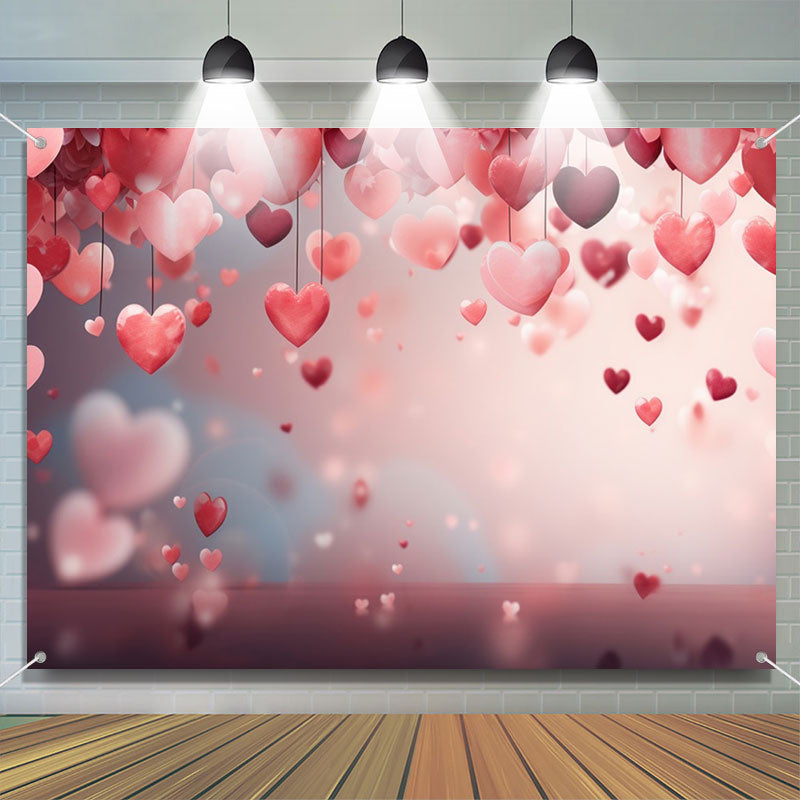 Aperturee - Pendant Pink Red Heart Bokeh Valentines Day Backdrop