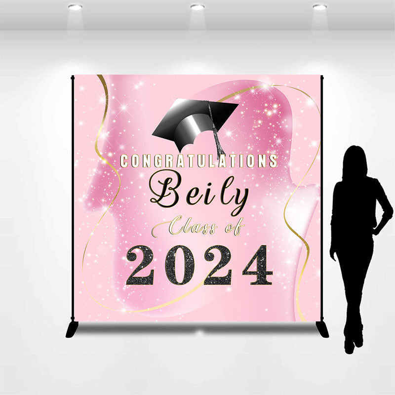 Aperturee - Personalized 2024 Pink Gold Senior Prom Backdrop