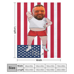 Aperturee - Personalized American Flag Slovenly Man Face Blanket