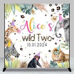 Aperturee - Personalized Animal Green Monstera Birthday Backdrop