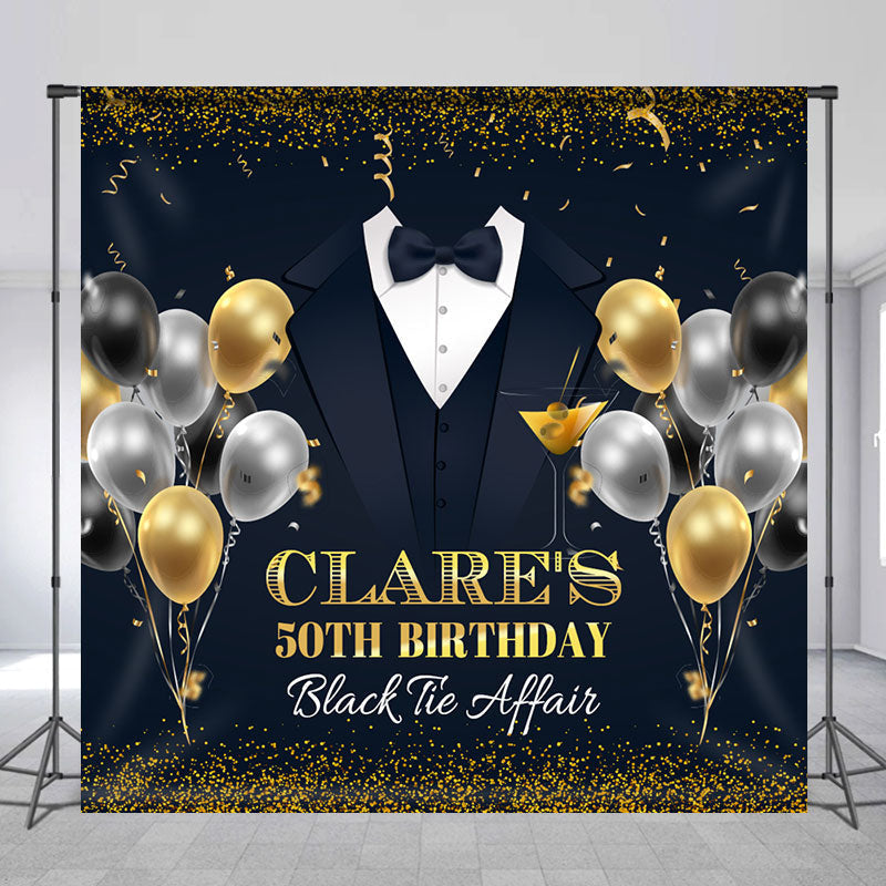 Aperturee - Personalized Balloon Suit Tie 50th Birthday Backdrop