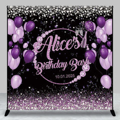 Aperturee - Personalized Black Purple Diamond Birthday Backdrop