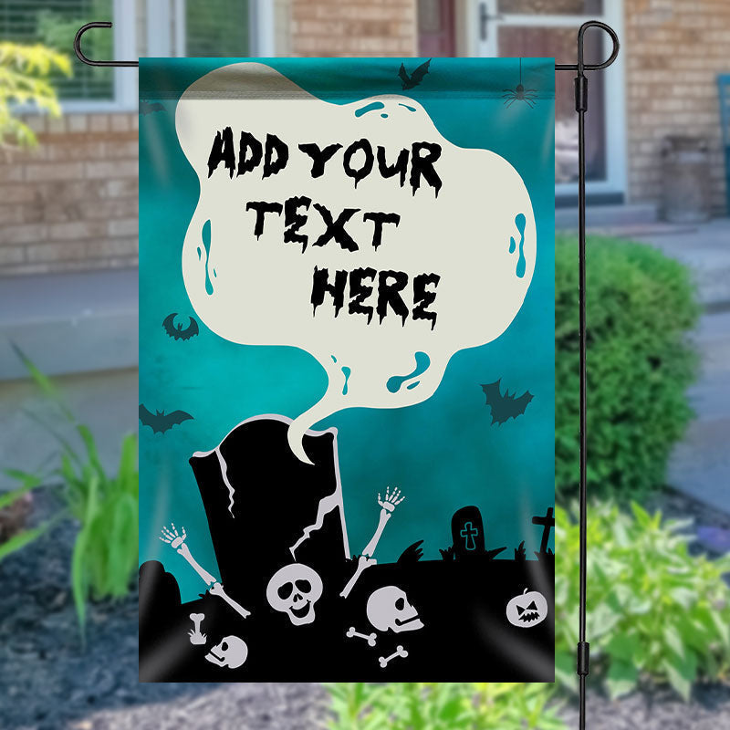 Aperturee - Personalized Blue Black Cemetery Halloween Garden Flag