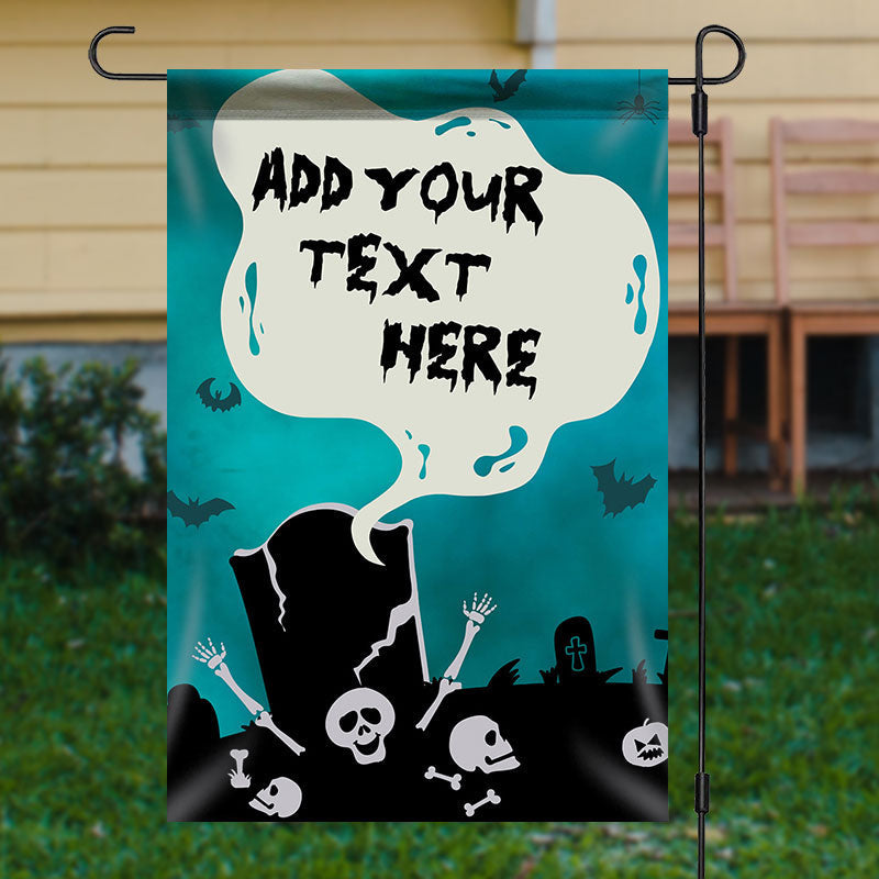 Aperturee - Personalized Blue Black Cemetery Halloween Garden Flag