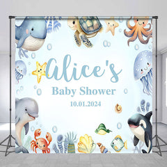 Aperturee - Personalized Blue Marine Lives Baby Shower Backdrop