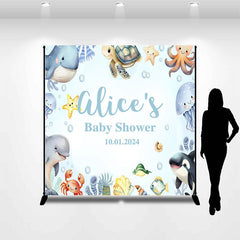 Aperturee - Personalized Blue Marine Lives Baby Shower Backdrop