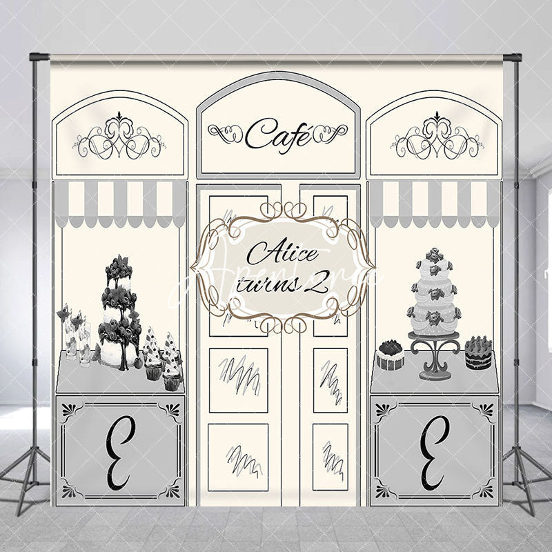 Aperturee - Personalized Cafe Cake Shop 2nd Birthday Backdrop