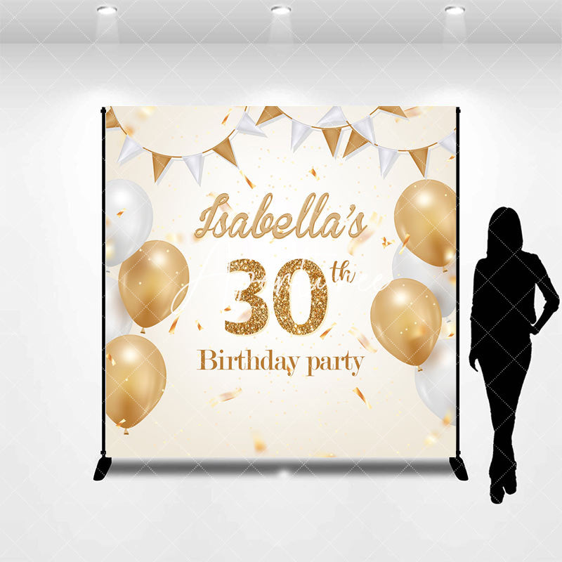 Aperturee - Personalized Champagne Color 30th Birthday Backdrop