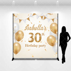 Aperturee - Personalized Champagne Color 30th Birthday Backdrop