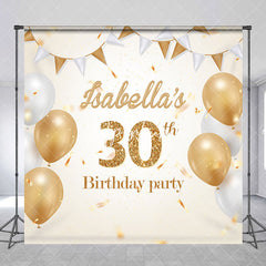 Aperturee - Personalized Champagne Color 30th Birthday Backdrop