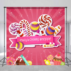 Aperturee - Personalized Colorful Candy Shoppe Birthday Backdrop