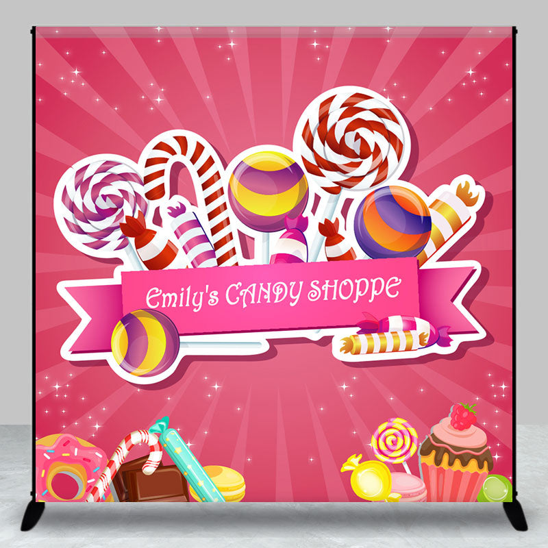 Aperturee - Personalized Colorful Candy Shoppe Birthday Backdrop