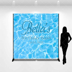 Aperturee - Personalized Cool Summer Pool Waves Birthday Backdrop