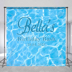 Aperturee - Personalized Cool Summer Pool Waves Birthday Backdrop