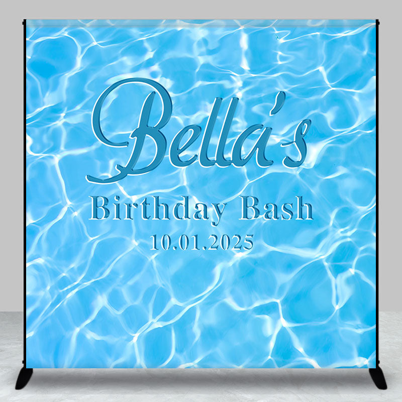 Aperturee - Personalized Cool Summer Pool Waves Birthday Backdrop