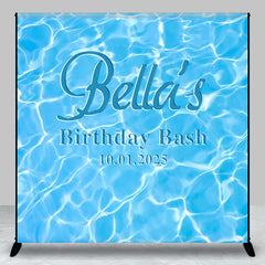 Aperturee - Personalized Cool Summer Pool Waves Birthday Backdrop