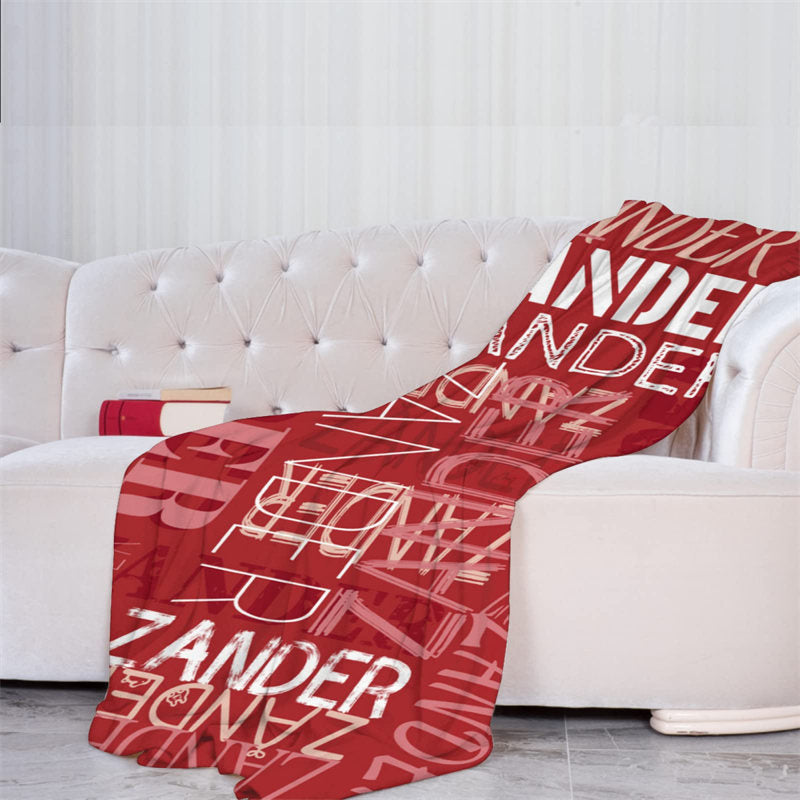 Lofaris Personalized Dark Red Throw Blanket With Name Gift