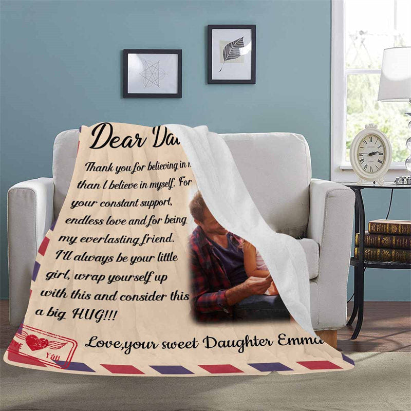 Lofaris Personalized Dear Daddy Happy Fathers Day Blanket