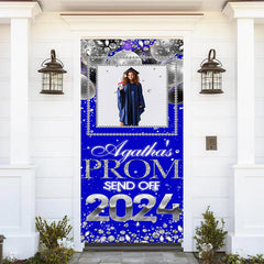 Aperturee - Personalized Diamond Blue Prom 2024 Grad Door Cover