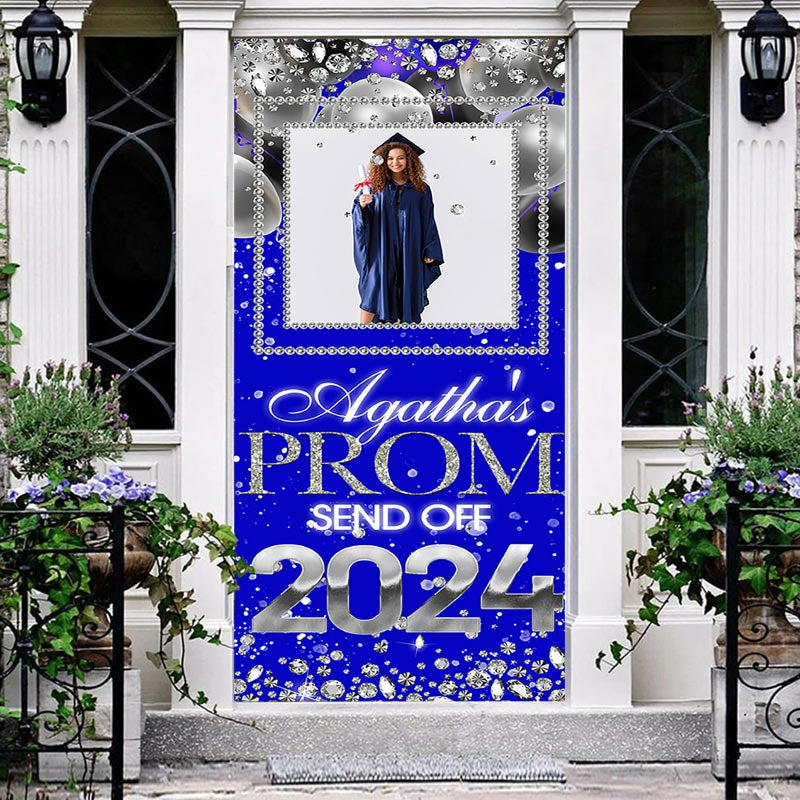 Aperturee - Personalized Diamond Blue Prom 2024 Grad Door Cover