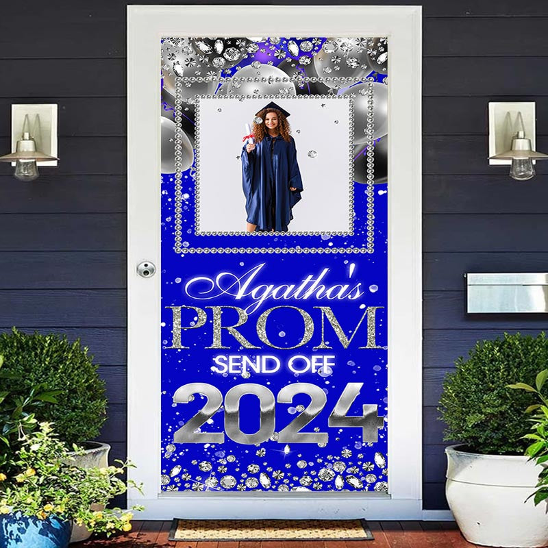 Aperturee - Personalized Diamond Blue Prom 2024 Grad Door Cover