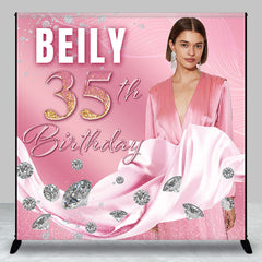 Aperturee - Personalized Diamonds Pink Texture Birthday Backdrop