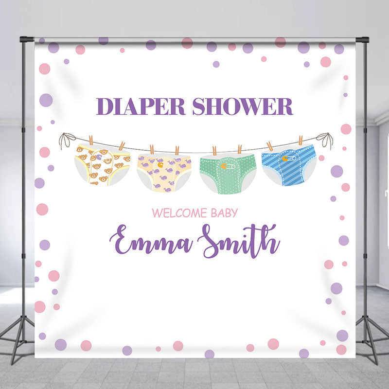 Aperturee - Personalized Diaper Shower Welcome Baby Girl Backdrop