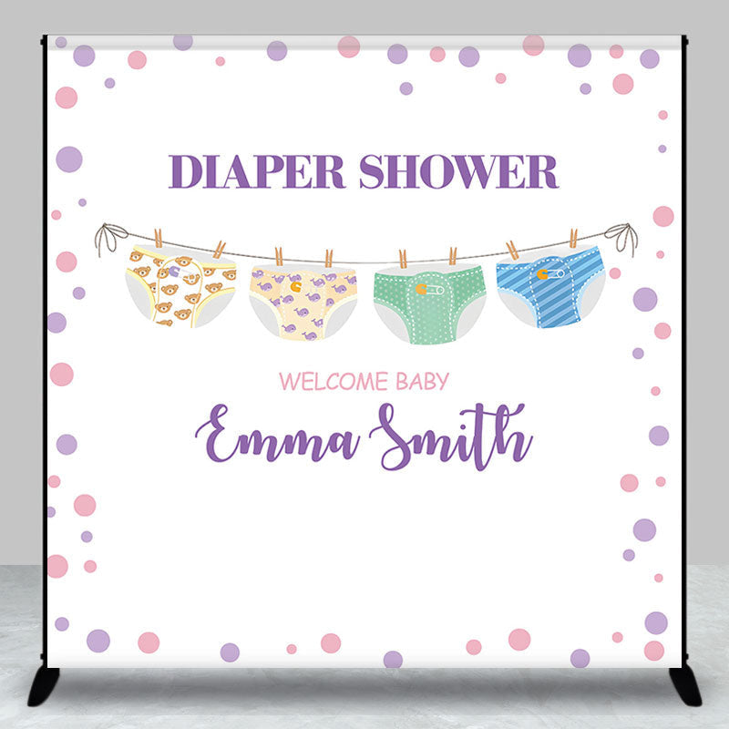 Aperturee - Personalized Diaper Shower Welcome Baby Girl Backdrop