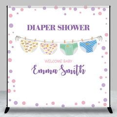 Aperturee - Personalized Diaper Shower Welcome Baby Girl Backdrop