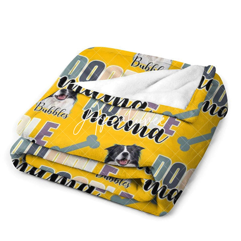 Aperturee - Personalized Dog Photo Bones Doodle Mama Blanket