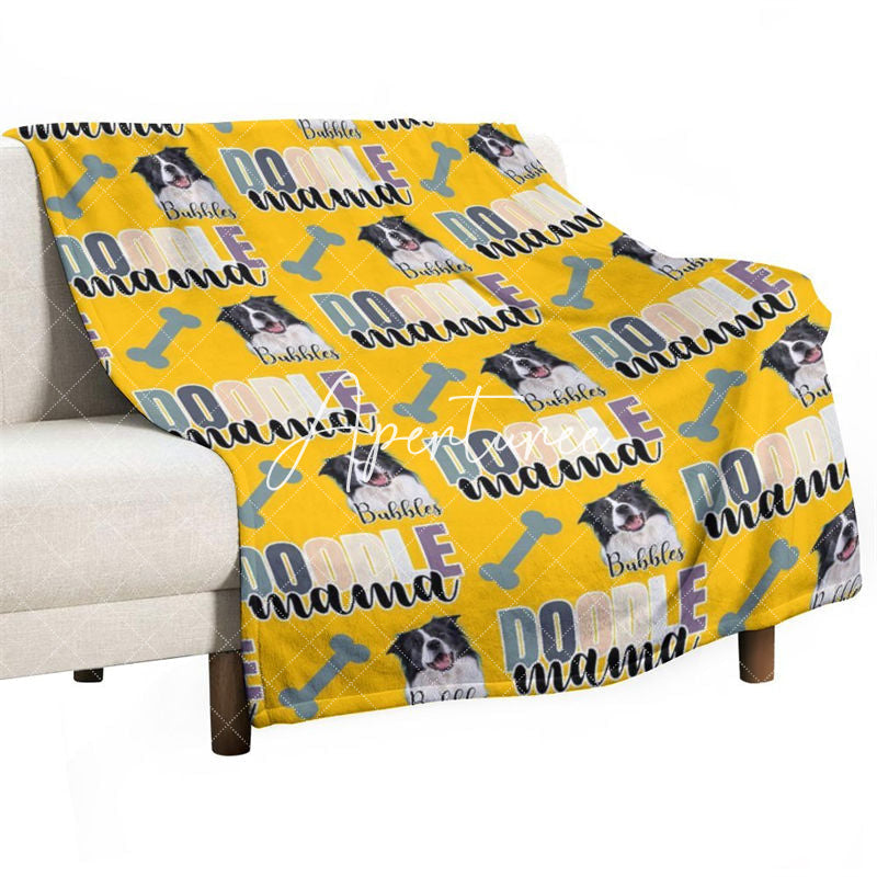 Aperturee - Personalized Dog Photo Bones Doodle Mama Blanket