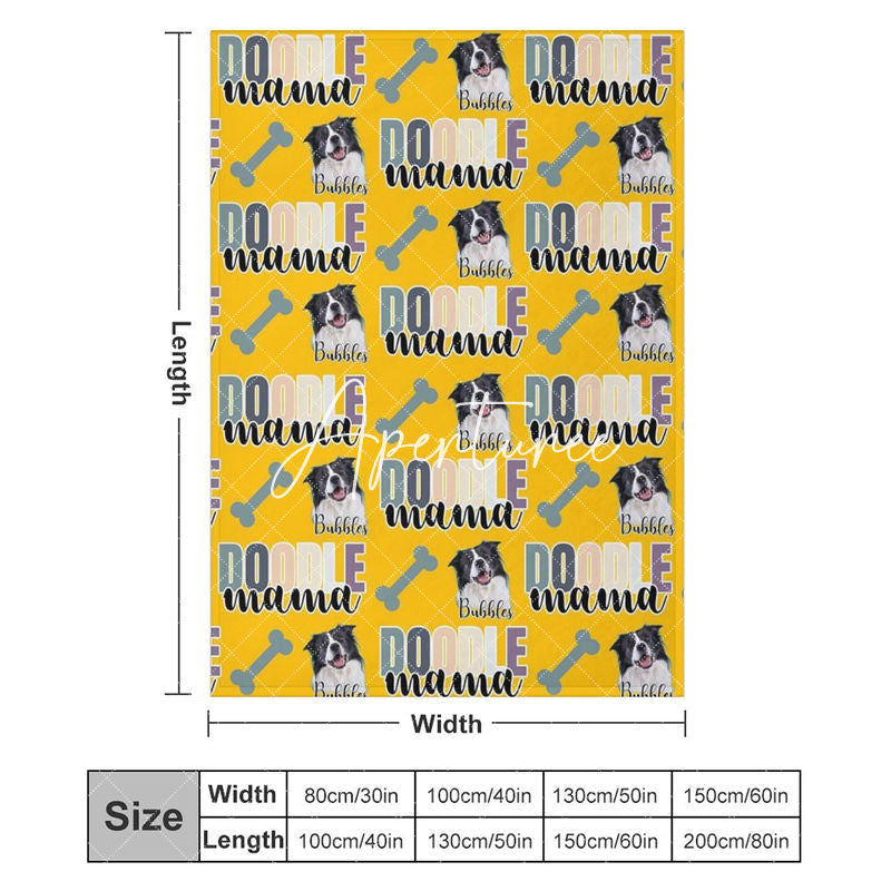 Aperturee - Personalized Dog Photo Bones Doodle Mama Blanket