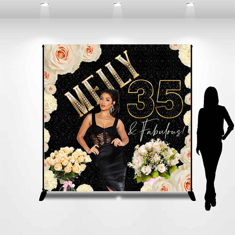 Aperturee - Personalized Elegant Floral 35Th Birthday Backdrop