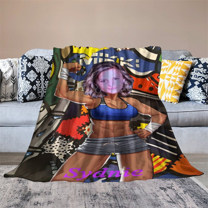 Aperturee - Personalized Face Power Body Building Woman Blanket