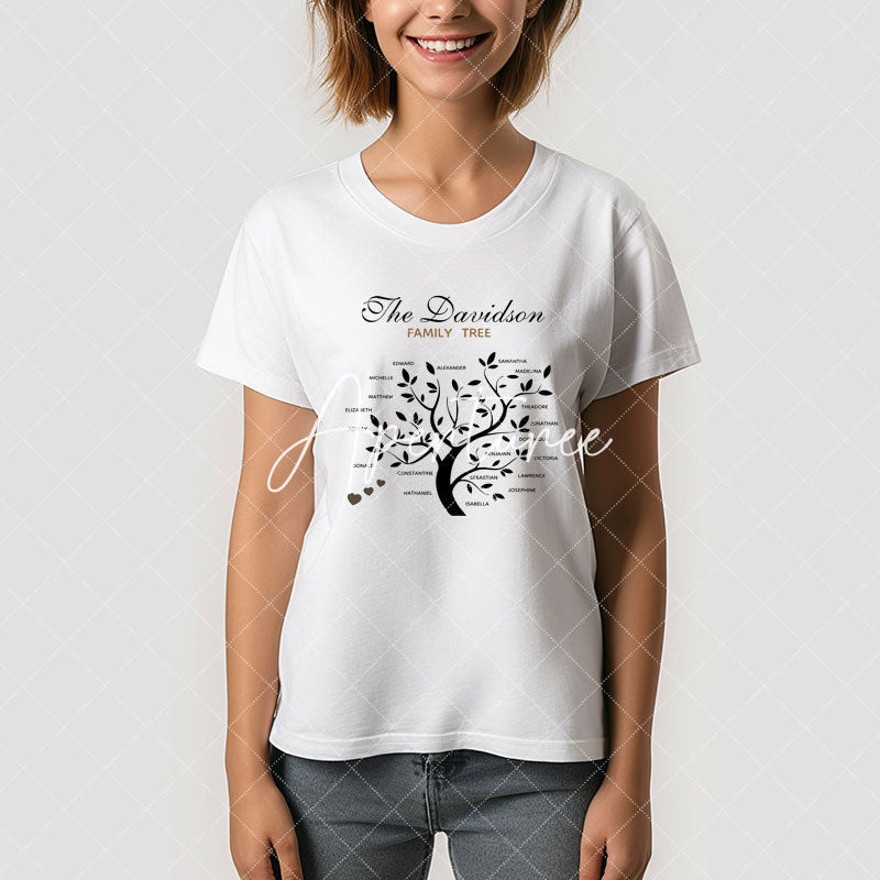 Aperturee - Personalized Family Tree Custom Names T-Shirt