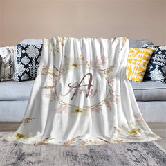 Lofaris Personalized Feathers Floral Boho Blanket With Name