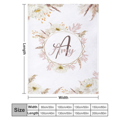 Lofaris Personalized Feathers Floral Boho Blanket With Name