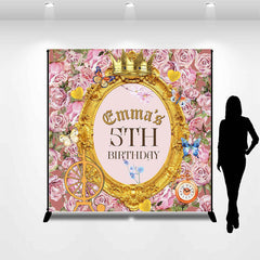 Aperturee - Personalized Floral Crown Mirror Birthday Backdrop