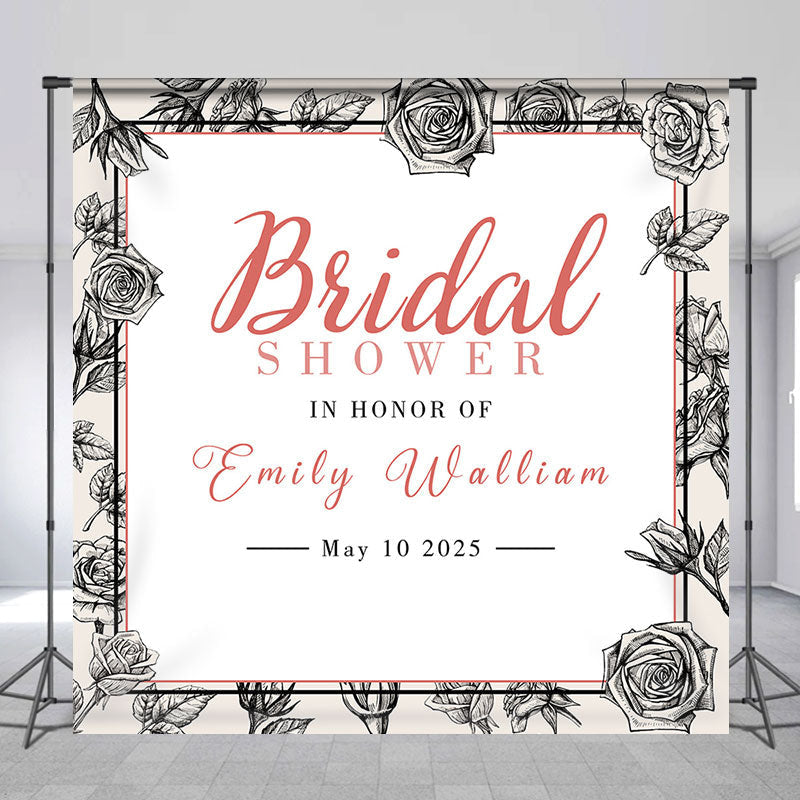 Aperturee - Personalized Floral Handpaint Bridal Shower Backdrop