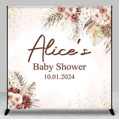 Aperturee - Personalized Floral Leaves Baby Shower Backdrop