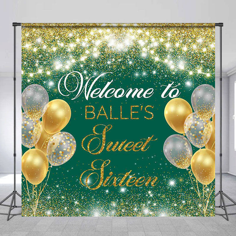 Aperturee - Personalized Glitter Balloon Light Birthday Backdrop