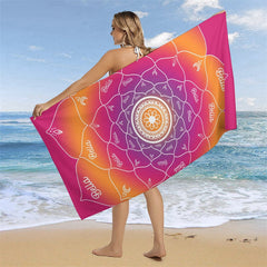 Aperturee - Personalized Gradient Mandala Flower Name Beach Towel