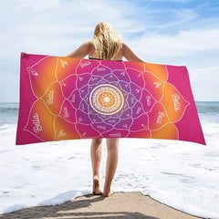 Aperturee - Personalized Gradient Mandala Flower Name Beach Towel