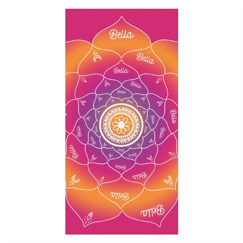 Aperturee - Personalized Gradient Mandala Flower Name Beach Towel