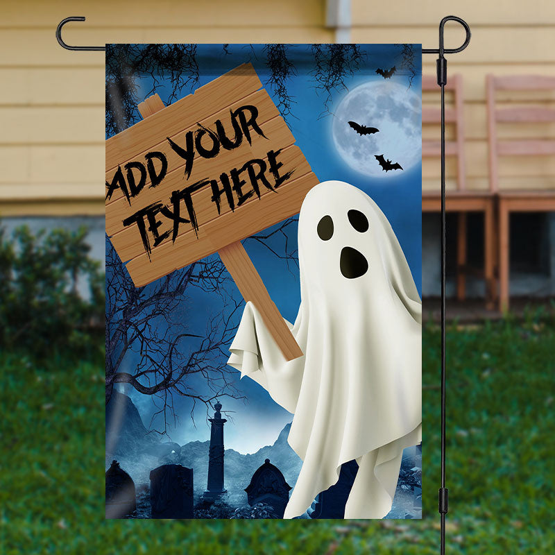 Aperturee - Personalized Halloween Night Moon Ghost Garden Flag