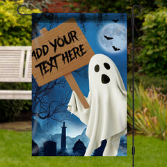 Aperturee - Personalized Halloween Night Moon Ghost Garden Flag