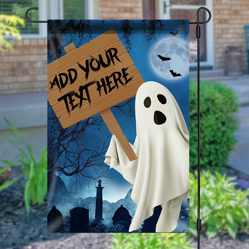 Aperturee - Personalized Halloween Night Moon Ghost Garden Flag