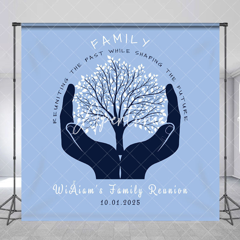 Aperturee - Personalized Hands Hold Tree Family Reunion Backdrop