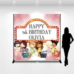 Aperturee - Personalized Movie Night Birthday Party Backdrop